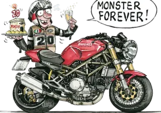 🥂 MONSTER FOREVER! moto, Ducati, Monster, dessin animé, anniversaire whatsapp sticker