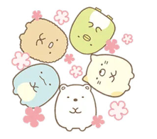 🌸 carino, kawaii, cartoni animati, animali, fiori, Sumikko Gurashi whatsapp sticker