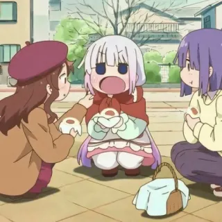 🍮 Kanna Kamui Miss Kobayashi's Dragon Maid Anime, Mignon, Kawaii, Kanna, Manger, Nourriture, Dragon telegram sticker