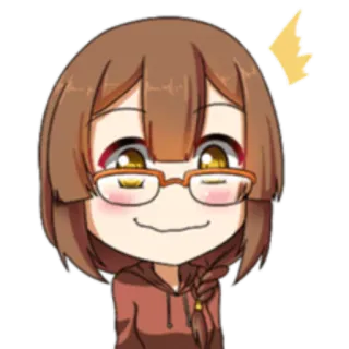 🙂 Anime, Cartoon, Charakter, Mädchen, Brille, Süß, Fröhlich whatsapp sticker