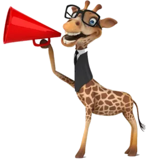 📣 Giraffe, Megafon, Tier, Cartoon, Brille telegram sticker