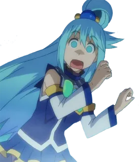 😨 Aqua Konosuba อนิเมะ, konosuba, aqua, กลัว, ตกใจ, การ์ตูน telegram sticker