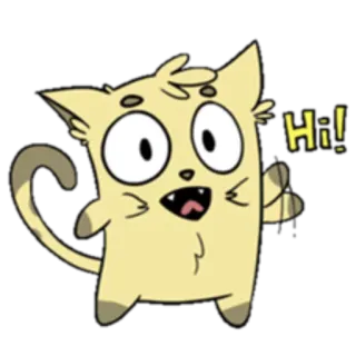 🙂 Hi! cat, hi, greeting, cartoon, animal, cute telegram sticker
