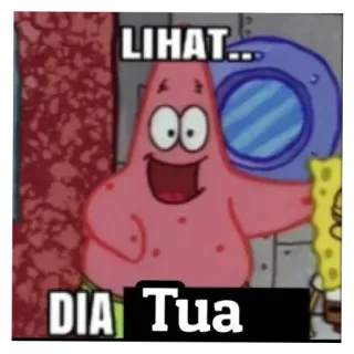 😈 Patrick Star Spongebob Squarepants LIHAT... DIA Tua patryk rozgwiazda, spongebob, kreskówka, śmieszne, mem telegram sticker