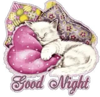 😴 Good Night ลูกแมว, นอนหลับ, กลางคืน, ราตรีสวัสดิ์, แมว, สัตว์ telegram sticker