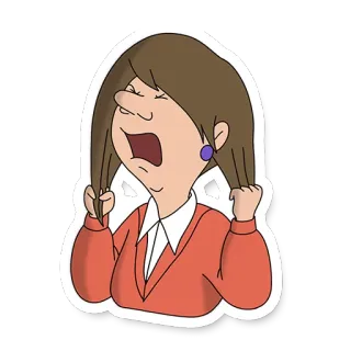 😫 donna, arrabbiata, frustrata, capelli, stress, cartone animato telegram sticker