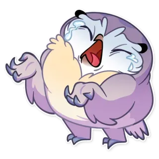 😭 猫头鹰, 卡通, 哭泣, 笑, 表情符号, 贴纸, 鸟, 可爱 telegram sticker