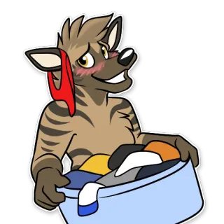 👕 antropomórfico, furry, lavandería, ropa, hiena whatsapp sticker