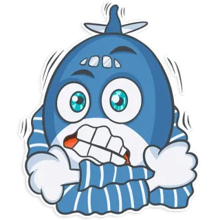 🥶 Emoji, Tubarão, Assustado, Desenho animado, Adesivo telegram sticker