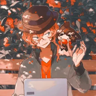 😄 Chuuya Nakahara Bungo Stray Dogs Anime, Chuya Nakahara, Bungo Stray Dogs, Słodkie, Sztuka, Fanart telegram sticker