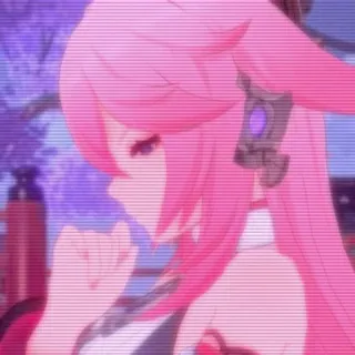 🌟 Yae Miko Genshin Impact Anime, Jeu vidéo, Cheveux roses, Yae Miko, Genshin Impact, Femme whatsapp sticker