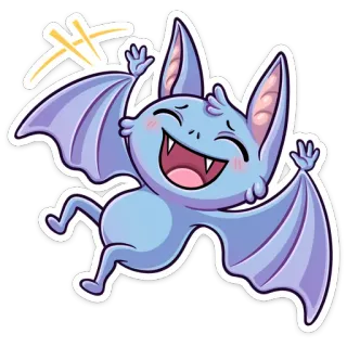 😃 chauve-souris, dessin animé, animal, mignon, joyeux, volant telegram sticker