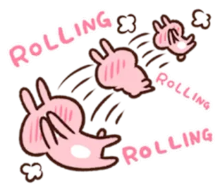 🐰 ROLLING królik, toczący się, słodki, kawaii, naklejka, zajączek, zwierzę telegram sticker