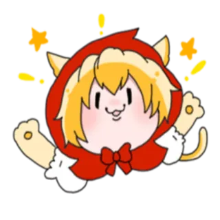 🤗 Dessin animé, Kawaii, Sticker, Mignon, Chat, Chaperon rouge telegram sticker