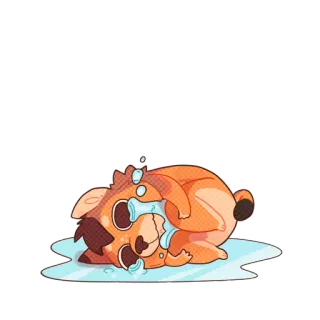 😭 crying, tears, sad, animal, fox, kawaii, cartoon telegram sticker