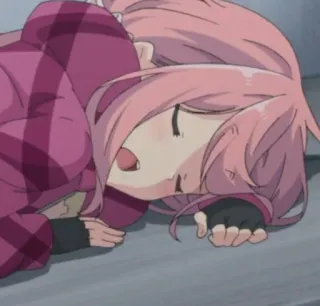 💖 Anime, Kartun, Tidur, Lelah, Rambut pink, Tidur telegram sticker