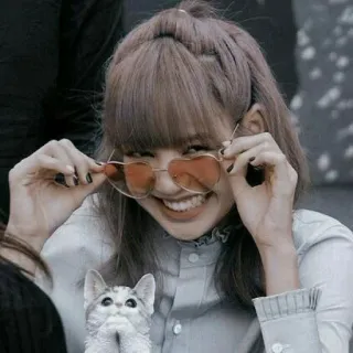 🖤 kobieta, okulary serca, kot, uśmiech, osoba telegram sticker
