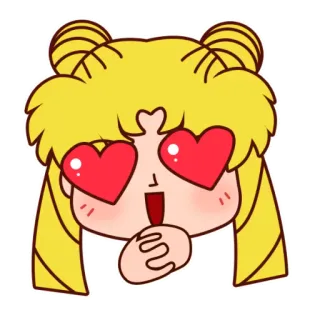 🤣 Sailor Moon Anime, Dibujos animados, Sailor Moon, Amor, Ojos de corazón, Lindo, Chibi telegram sticker