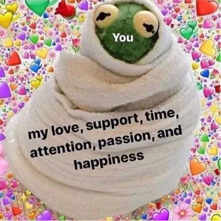 🥰 Kermit You my love, support, time, attention, passion, and happiness amor, apoyo, tiempo, atención, pasión, felicidad, Kermit telegram sticker