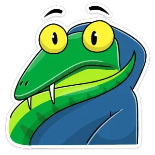 😬 Schlange, Reptil, Cartoon, Tier, Grün, Blau telegram sticker