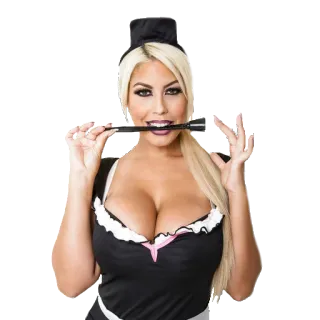 😉 servante, adulte, costume, femme, blonde, service, sexy whatsapp sticker