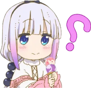 😳 Kanna Kamui Miss Kobayashi's Dragon Maid Anime, Kawaii, Ponto de interrogação, Dragão, Sorvete, Fofo, Mangá, Kanna whatsapp sticker