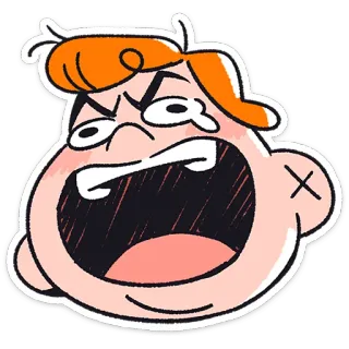 😲 marah, berteriak, jengkel, kartun, wajah, frustrasi telegram sticker