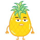 🍍 pineapple, cartoon, fruit, tropical, character, food telegram sticker
