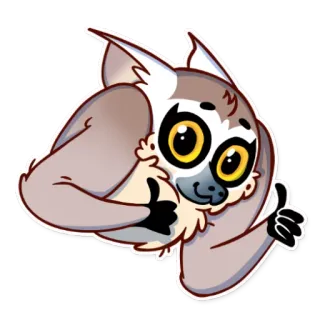 👍 キツネザル, 動物, 漫画, いいね, かわいい, ステッカー telegram sticker