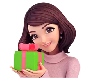 🎁 chica, regalo, regalo, dibujos animados, mujer, lindo, personaje telegram sticker