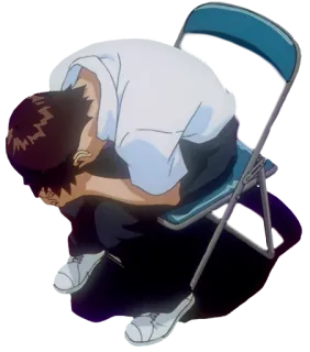 😥 Shinji Ikari Neon Genesis Evangelion Anime, Triste, Déprimé, Chaise, Evangelion telegram sticker
