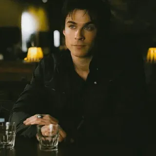 🕳 Damon Salvatore The Vampire Diaries man, portret, acteur, knap, vampier, broeierig telegram sticker