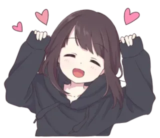 😆 Anime, Gadis, Hati, Lucu, Senang, Kartun telegram sticker