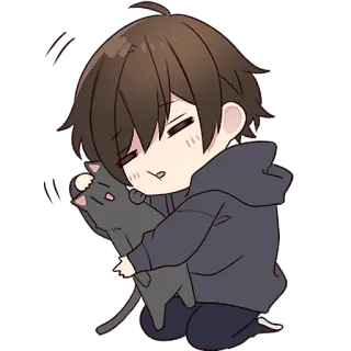 🤗 Anime, Chibi, Gato, Abrazo, Lindo, Chico, Kawaii telegram sticker