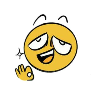 👌 Emoji, OK, Cartone animato, Giallo, Soddisfazione, Approvazione telegram sticker