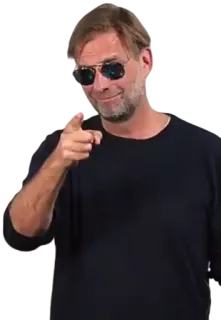 😉 Jurgen Klopp ユルゲン・クロップ, 監督, サッカー, 指差し, サングラス, フットボール telegram sticker