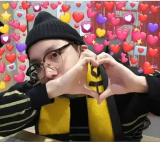 🐴 cuori, amore, carino, persona, kpop, berretto nero telegram sticker