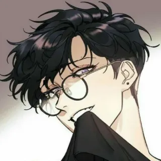 😏 Anime, Personaje, Gafas, Hombre, Retrato telegram sticker