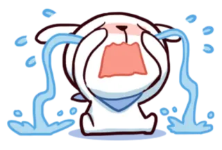 😭 哭泣, 悲伤, 兔子, 白色, 眼泪, 情绪化, 卡通 telegram sticker