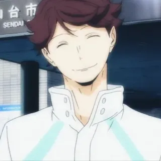 ☺️ Oikawa Tooru Haikyuu!! anime, Haikyuu, Oikawa Tooru, sonriendo, personaje whatsapp sticker