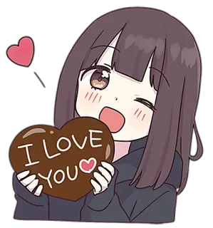 🥰 I LOVE YOU anime, love, chocolate, heart, cute, girl, valentine's day telegram sticker