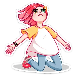 😒 cartoon, girl, pleading, worried, anime, sticker whatsapp sticker
