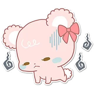 😓 urso, fofo, adesivo, rosa, desenho animado telegram sticker