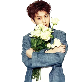 💐 person, man, flowers, bouquet, portrait, casual, cute telegram sticker
