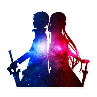 👫 Kirito and Asuna Sword Art Online 애니메이션, 검, 커플, 게임, 키리토, 아스나 telegram sticker