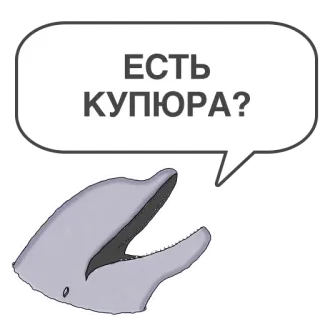 💸 ЕСТЬ КУПЮРА? delfín, pregunta, ruso, dinero, pegatina whatsapp sticker