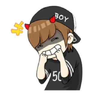 😁 BOY Kartun, Anak laki-laki, Iblis, Setan, Kesal, Anime, Stiker whatsapp sticker