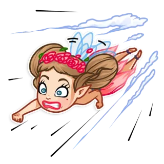 🏃 hada, alas, lindo, volando, dibujos animados, fantasía whatsapp sticker