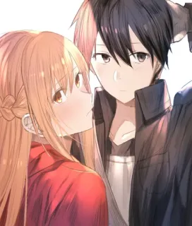 ❤️ Asuna Anime, Casal, Garota, Garoto, Desenho animado, Amor, Sword Art Online telegram sticker