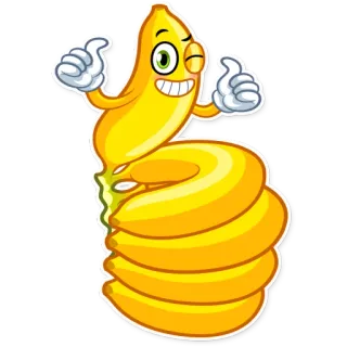 👍 banana, fruta, desenho animado, polegar para cima, amarelo, comida, fofo telegram sticker